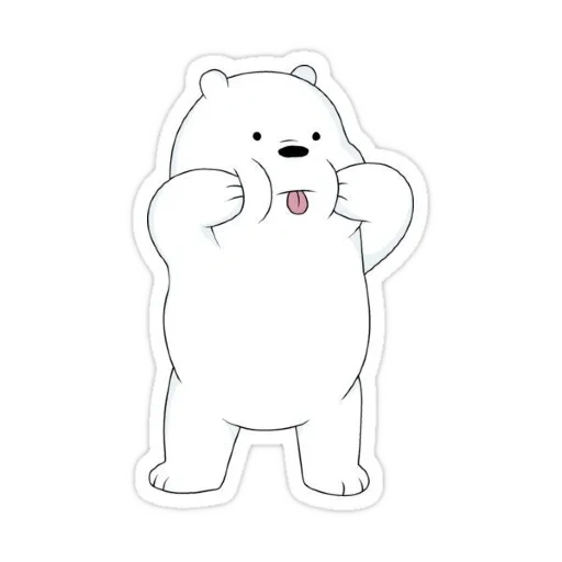 we bare bears наклейки, белый медведь, we bare bears ice bear, медведь милый, веселый медведь