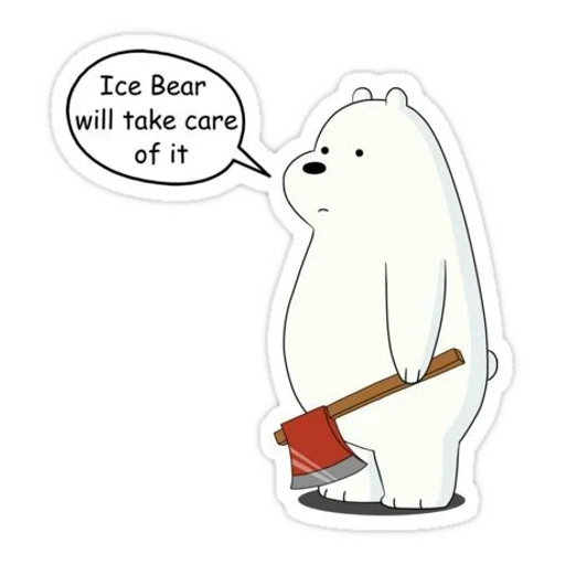 ice bear we bare bears, ice bear cartoon stick, seluruh kebenaran tentang beruang, ice bear hungry sticker, seluruh kebenaran tentang bead bears dengan kapak