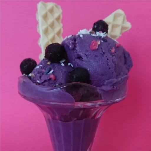 ice cream, ice cream dessert, blueberry nuts, lavender ice cream, gooseberry ice cream
