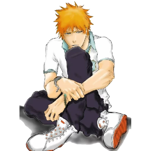 blich kano, ichigo blich, ichigo kurosaki, torso ichigo kurosaki, ichigo kurosaki duduk