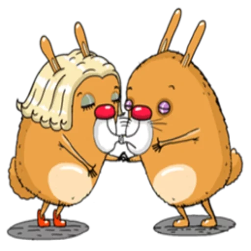 joke, rabbit, the drawings are cute, the animals are cute, rabbits in love with a transparent background