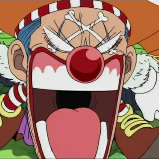 anime, baggi clown, clown buggy luffy, clown baggi shichibukai, clown baggi après timskip