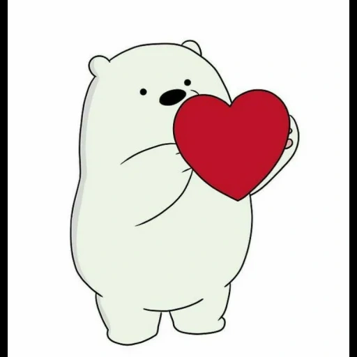 splint, a lovely pattern, white bear heart shape, cute white bear sticker, ice bear our naked bear heart