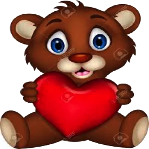 orso carino, orso cuore, cartone animato dell'orso, orso cartoon rosso
