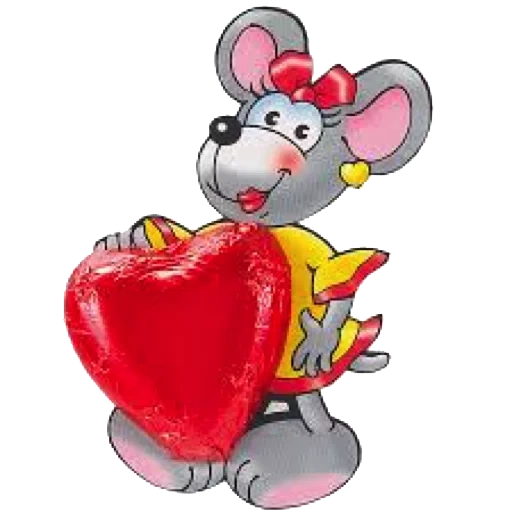 мышка, мышка клипарт, валентинка мышка, новогодняя мышка, зверушки сердечками