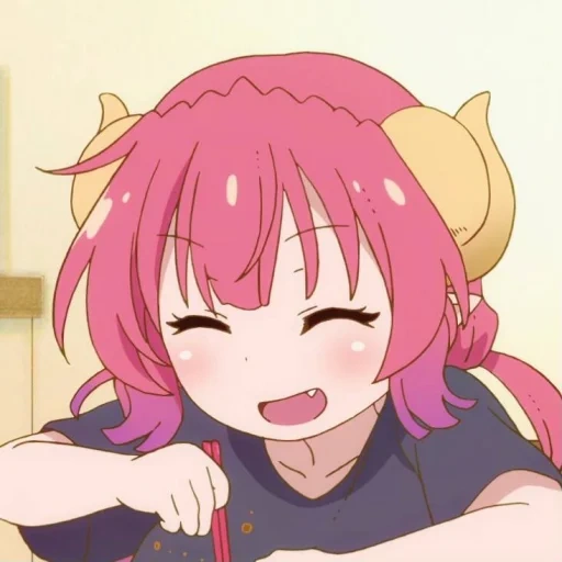 anime, anime cute, anime characters, pink background anime, kobayashi san chi no maid