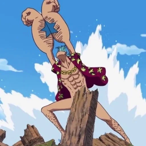 anime one piece, van pise centaur, manga populaire, frankie van pis super, van pis frankie centaur