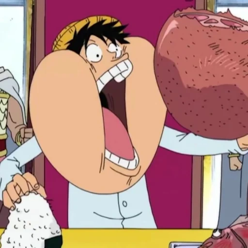 mankey de luffy, van pierre luffy, luffy is funny, luffy's funny face, van peis luffy meat