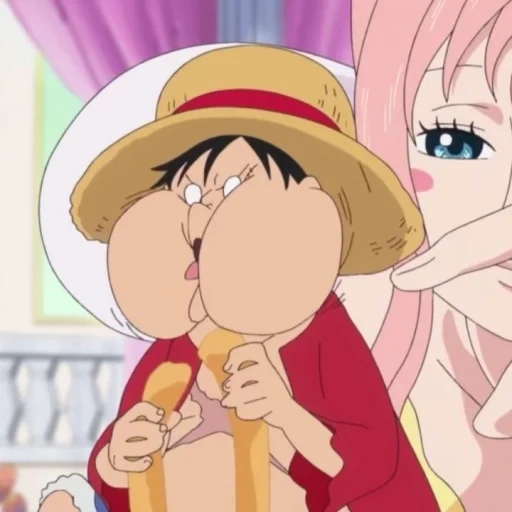 anime, satu potong, manki d luffy, anime van pis, luffy shirahoshi ciuman