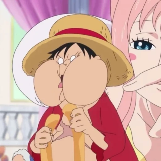 anime, une pièce, manki d luffy, anime van pis, luffy shirahoshi kiss