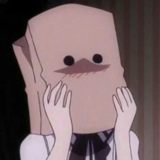 imagen, kuzza zen, paquete a la cabeza del anime, tian con una bolsa de cabeza, cabeza de paquete de chicas de anime