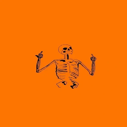skelett, kunstskelett, halloween skelett, orangefarbenes skelett, das skelett ist minimalismus