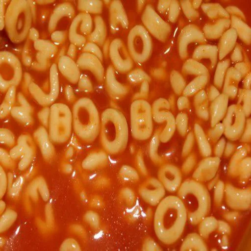 qr code, spaghettios, j'adore te soupe, blague des lettres de soupe, nourriture de la peur de la peur