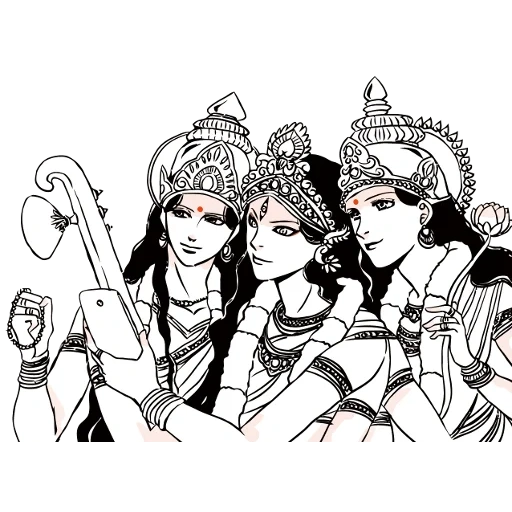 девушка, индийские боги, доктор ву джоджо, араки стиле джоджо, раскраска радха кришна