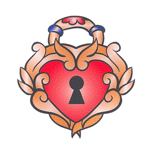 blocco del cuore, tatuaggio chiave cuore, tatuaggio chiave di chiusura vintage, cuore con chiave araldica, disegno a forma di cuore