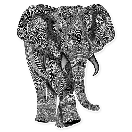 эскиз слона, слон этника, слон графика, индийский слон, стилизованная голова слона