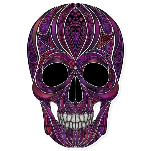 черепа, череп узорами, пурпурный череп, фиолетовый череп, мексиканский череп hd