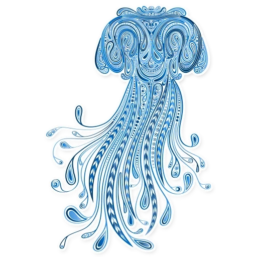 синяя медуза, эскиз осьминог, медуза орнамент, медуза стилизация, губка боб квадратные штаны