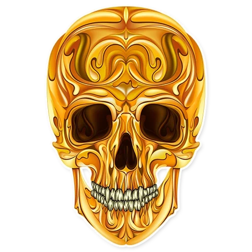 череп, золотой череп, металлический череп, золотой череп без фона, золотой череп прозрачном фоне