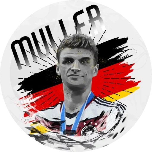 football player, thomas müller, world football player, legendärer fußballspieler, sticker fußball 2019 panini atletico madrid