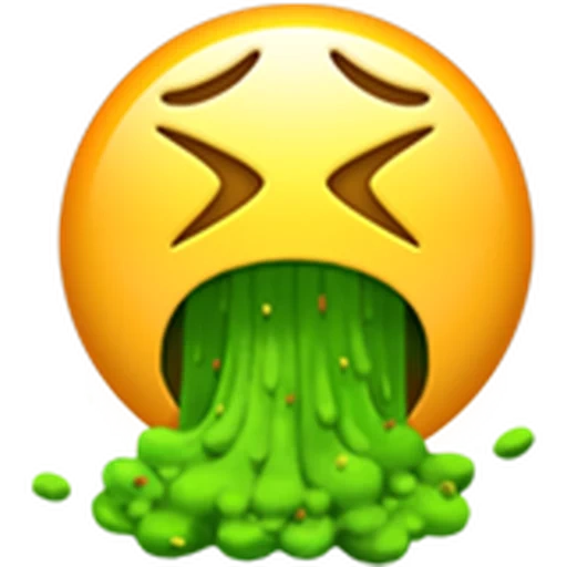 эмодзи тошнит, смайлик рвота, эмодзи блювотина, apple emoji, apple color emoji