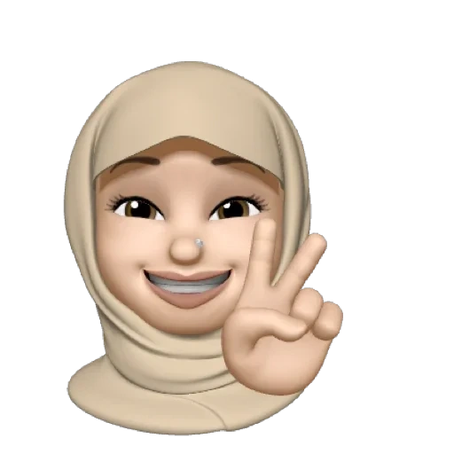 memoji, emoji, wanita muda, hijab memoji, memoji muslim tentang selamat datang