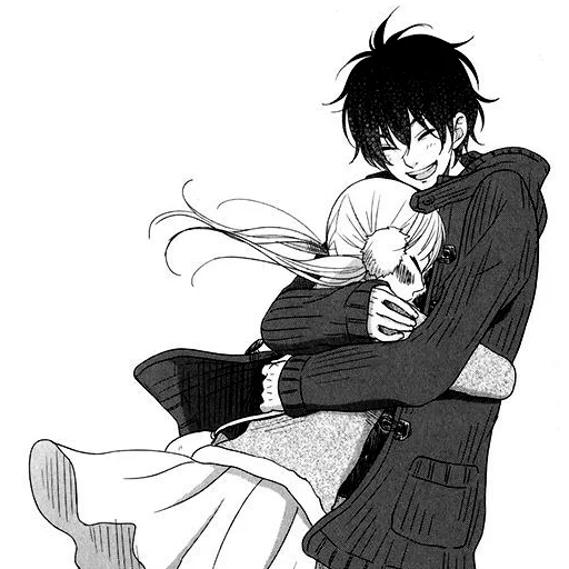 picture, manga of a couple, a pair of manga, the manga hugs, the anime of the couple hugs