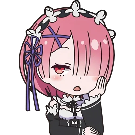 chibi, re zero, ram re zero, ram ra zero chibi, ram anime charakter