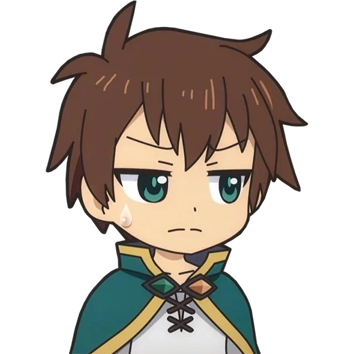 kazuma sato, kazuma chibi, cazuma sato, cazum konosuba, isekai quartet kazuma