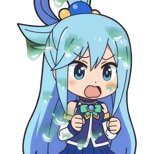 chibi, anime, aguja, aguja, la diosa aqua chibi