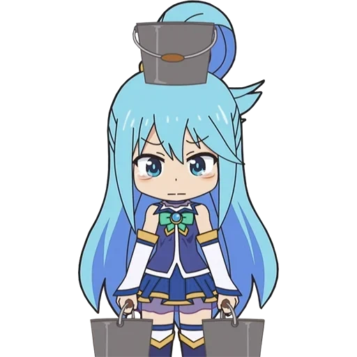 chibi, aqua konosuba, aqua konosuba, dewi aqua chibi, aqua konosuba chibi