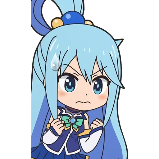 chibi, anime, aguja, aguja, la diosa aqua chibi