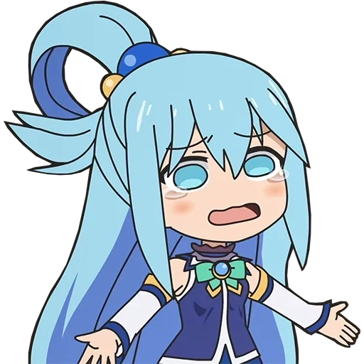 anime, aqua chibi, aqua konosuba, aqua konosuba, anime konosuba