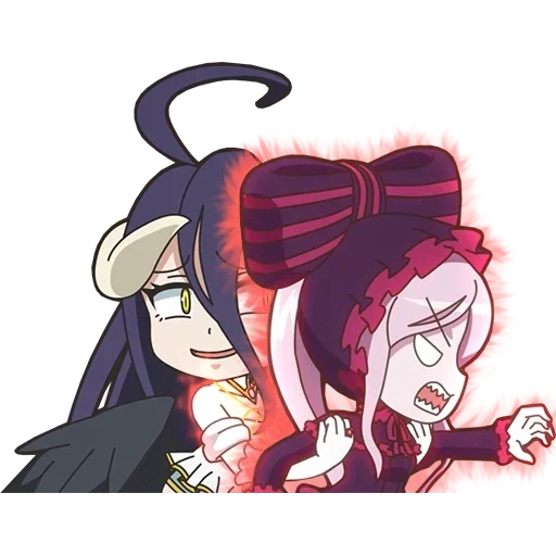 soberano, shaltir ainz, albedo chibi, albedo lord, overlord anime chibi