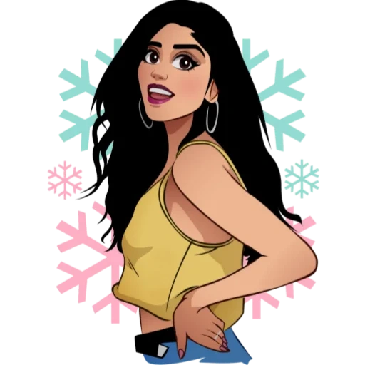 mujer joven, dibujando a una chica, avatar demakhontas, ilustración chica, pop art selena gomez