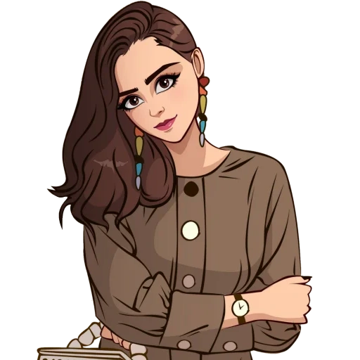 young woman, woman, webtoon logo, anime girl is fashionable