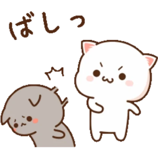 kawai gato, focas de chibi chuan, pintura linda de kawai, mochi mochi melocotón gato, animación mochi mochi peach cat