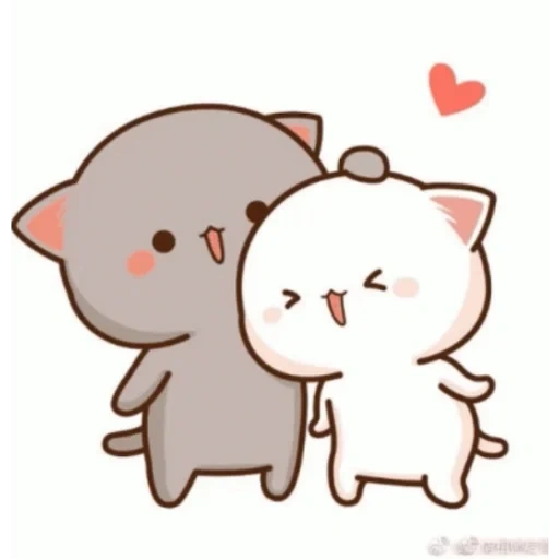 kitty chibi kawaii, cute cats drawings, drawings of cute cats, kawaii cats a couple, kawaii cats love baby