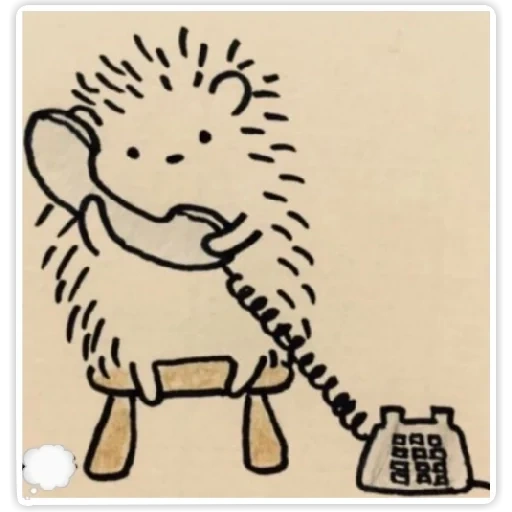 ежик рисованный милый, nami nishikawa ежик и медведь, ежик звонит, милый ежик рисунок, ежик с телефоном