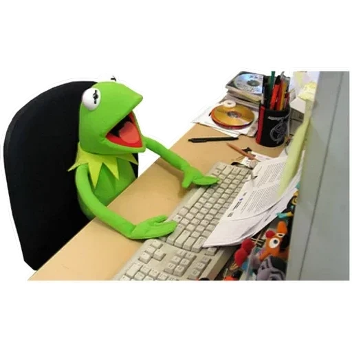 kermit, лягушка за компом, лягушонок кермит деньги, лягушонок кермит за компом