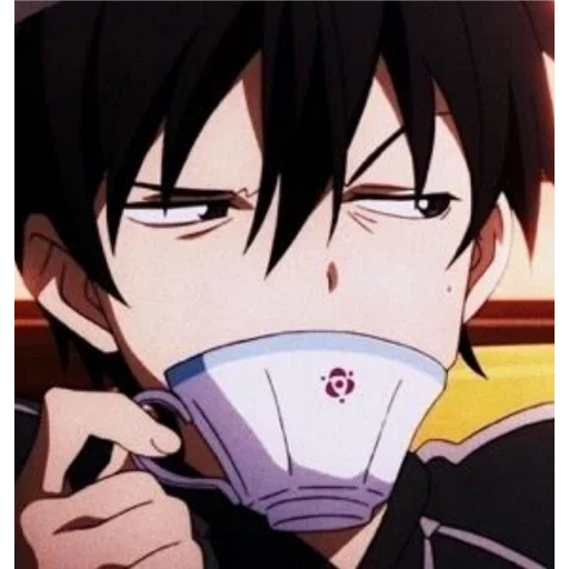 kitiro tea, kirito kun, kirito kun, masters of the sword online, kirito kun drinks tea