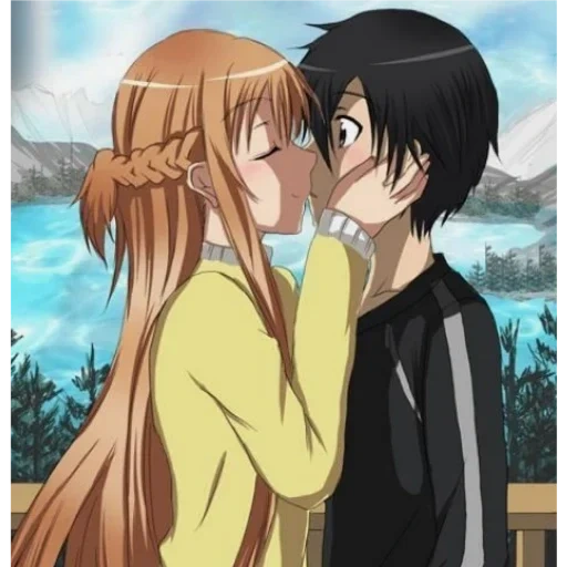 yuki asuna, kirito asuna, anime kirito asuna, kirito asuna love, kirito asuna beso