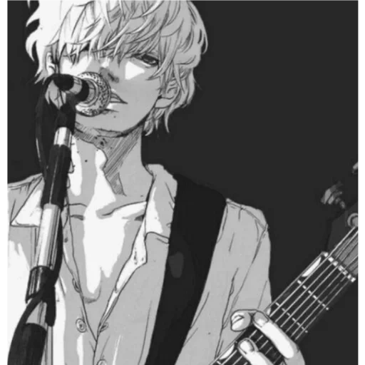 diagram, anime boy, seni gitaris, anime seni musisi, gitar anime