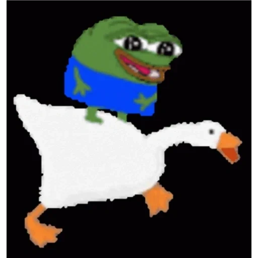 пепе на гусе, лягушка pepe, мем pepe, pepe, pepe press f