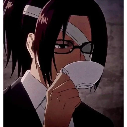 hanji, hanji zoe, ataque titã, personagem de anime, rosto surpreso de hanji