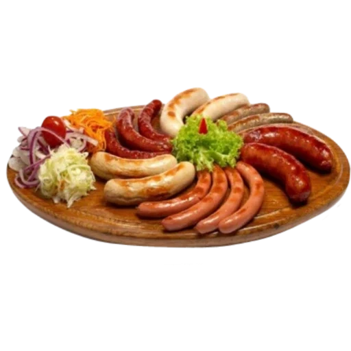 колбаски гриль, баварские сосиски, колбасные изделия, краковская колбаса, ассорти колбасок гриль
