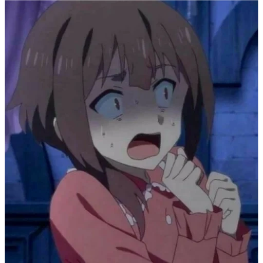 anime scare, anime consuba, wajah meme anime, kyoho ketakutan, anime wajah panik