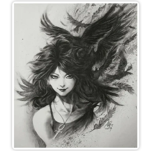 jeune femme, neil gaiman, art art, girl bird art, dessins d'artistes