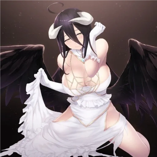 señor de albedo, albedo overlord 18, overlord albedo 18, albedo de anime de apequeo, alas de señor de albedo