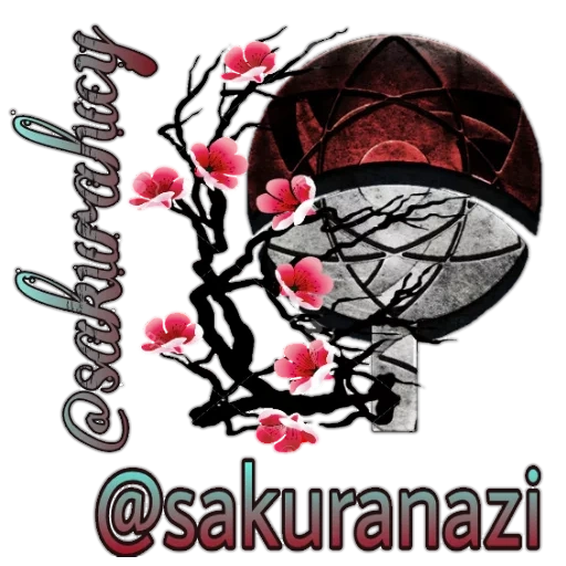 значок клана сакуры, сакура в круге, дерево сакура, сакура, наклейка ветка сакуры